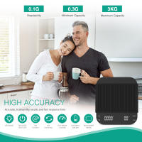 ORIA Báscula Digital de Café, Báscula de Cocina Recargable,3Kg/0,1g con Pantalla LED Grande, Temporizador, Resistente al Agua, Tara, g/oz/ml, Báscula Multifuncional de Precisión para Hogar, Hornear - details 0