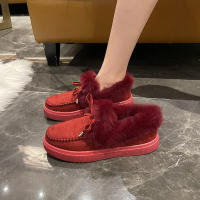 Botas de nieve de terciopelo para mujer, botines cálidos de felpa con cordones, zapatillas suaves, zapatos cómodos de algodón, invierno, 2023 - details 7