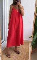 Vestido de Verano Haltéro de Moda Casual para Mujer Cuello en V, Largo, Sin Mangas, Marca Ouwu - details 4