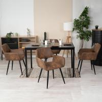 2 Sillas Comedor Vintage Retro Sillón Tapizado en Gamuza con Reposabrazos Patas Metálicas para Cocina Salón - details 5