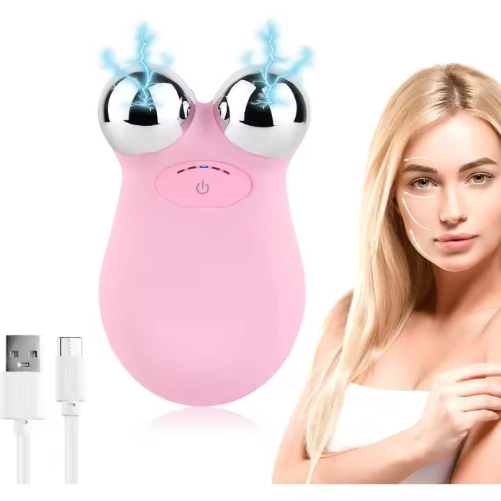 Dispositivo de Cara de Microcorriente Herramienta de Moldeado Facial USB para Eliminación de Arrugas y Antigucedad Mini Levantamiento Facial Equipo de Belleza (Rosa) - 1