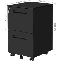 Gabinete de archivos móvil, con 2 cajones, cierre, para documentos de oficina, carpetas suspendidas, premontado, 39 x 50 x 69,5 cm (largo x ancho x alto), negro mate OFC52BK - details 2
