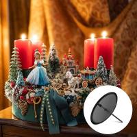 4 Uds corona 8 cm soporte de Metal de Adviento plato de vela de Navidad con decoración de mesa negra con punta - details 6