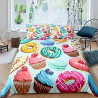 Cubierta de Edredón con Diseño de Rey y Reina de Pasteles de Dibujos Animados para Cama de Niños Regalo de Cumpleaños Polyester Set de Muebles de Dormitorio con Helado y Cupcake - details 7