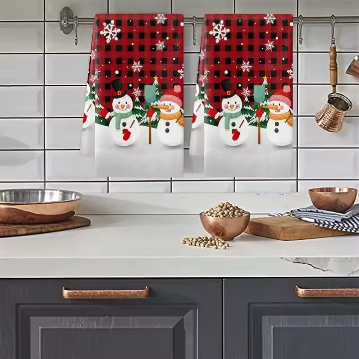 Paño de Cocina Navideño Secado Rápido Diseño de Copo de Nieve Lindo Paño de Mano Decorativo para Limpieza de Cocina - 1