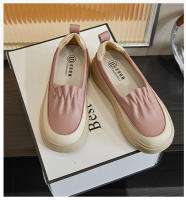Suela de espuma de cuero pequeños zapatos blancos nueva plataforma de un pedal solo zapatos de las mujeres retro versátil mocasines - details 21