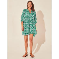 Vestido corto de vacaciones de playa de rayón informal suelto con lazo floral para mujer de moda de verano - details 166
