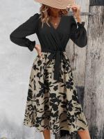 Vestido elegante de manga larga con cuello en V para mujer, de estilo Vintage ropa elegante, para primavera y otoño, 2025 - details 2