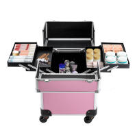 Estuche de maquillaje enrollable profesional, caja organizadora de cosméticos, rosa, salón de belleza, peluquería - details 11