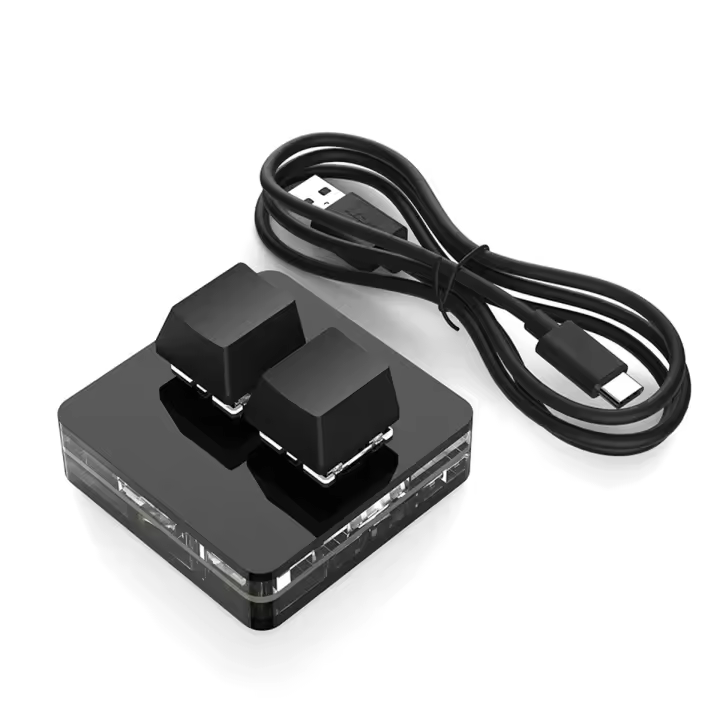 Miniteclado personalizado de 2 teclas, Teclado mecánico programable RGB Macro OSU para juegos y trabajo, negro tipo A - 1