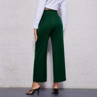 Pantalones elegantes y elegantes lisos de tiro medio para mujer, pantalones holgados de pierna recta para mujer, pantalones cortos cómodos - details 5