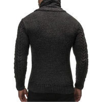 Suéter de punto tipo cárdigan de un solo pecho con cuello alto para hombre, para otoño e invierno - details 8