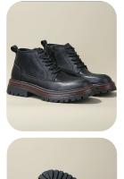 Zapatos de cuero genuino estilo británico, botines de media caña, botas de herramientas retro de moda. - details 6