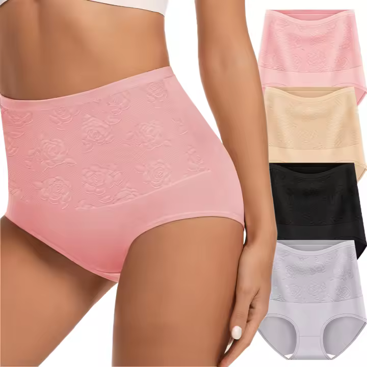 Calzoncillos de contracción del vientre para mujer, ropa interior transpirable con estampado de rosas para levantar la cadera, cómoda, artículo único, paquete múltiple, 5 uds. - 1