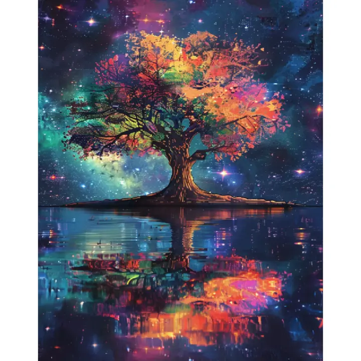 RUOPOTY Arte Moderno de Lienzo Pintura por Números de Arbol Abstracto Tamaño 40x50cm - 1