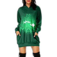 Vestido con Capucha de Manga Larga Estilo Casual para Mujeres Vestido Impreso para Fiesta de Navidad y Año Nuevo - details 11