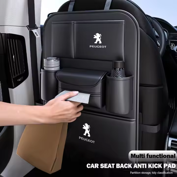 Almohadilla antipatadas trasera para asiento de coche, almohadilla de protección de respaldo de asiento de coche a prueba de suciedad, adecuada para Peugeot 301, 408, 306, 307, 508, 308, e2008, 4008, 5008 - 1