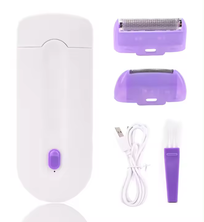 Depiladora recargable por USB para mujer, afeitadora corporal portátil, herramienta rotativa de eliminación de vello facial, piernas, Bikini y labios - 1