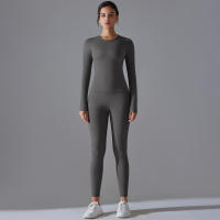Hamidou-conjunto deportivo de Yoga para mujer, Leggings de gimnasio de secado rápido, de manga larga Camiseta deportiva para correr, pantalones de entrenamiento para correr - details 23
