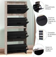 Mueble zapatero de 12 pares - Estantería de gran capacidad para vestíbulo o pasillo - (ancho) 60 x (profundidad) 24 x (alto) 80 cm - Madera clara blanca - details 28