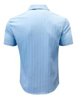Hombre manga corta cuello cubano camisa a rayas verano casual top chaqueta - details 9