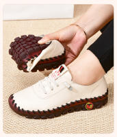 Zapatos de marca antideslizantes para mujer, zapatillas de cuero suave, mocasines cómodos sin cordones, zapatos para mamá con hilo de coser a mano - details 15