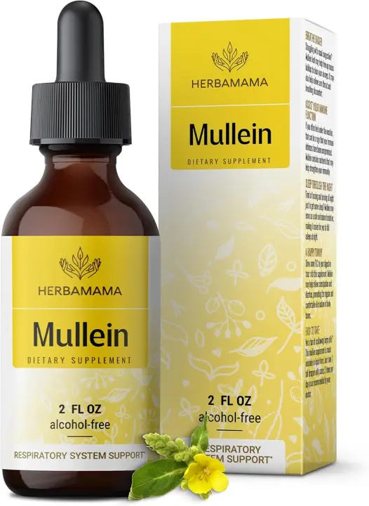 HERBAMAMA Drops Extracto de hoja de gordolobo vegano para apoyo de limpieza de los pulmones: suplemento respiratorio sin OGM, alcohol y azúcar, - 1
