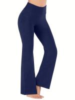 Pantalones acampanados con bolsillos para mujer, pantalones de yoga con pierna acampanada, pantalones informales de cintura alta para fitness y barriga - details 2