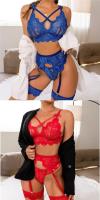 Nueva lencería sexy transparente de encaje multicolor, conjunto de dos piezas de tentación. - details 0