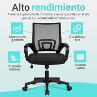 Escritorio Ergonómico - Silla Oficina con Apoyo Lumbar, Estructura de Plastico, Malla Transpirable, Ruedas Giratorias 360 °   Soporta hasta 120kg - details 1