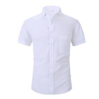 Camisas de manga corta para hombre, gran oferta de línea de algodón, Color sólido, cuello vuelto, estilo informal de playa de talla grande - details 2