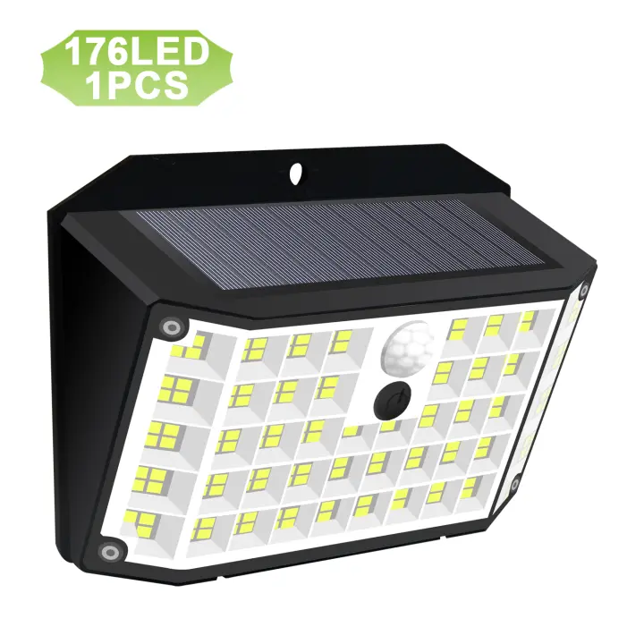 Lámpara de Pared Solar para Exteriores NEWSTYLE con 176 LED Luz de Inundación con Sensor de Movimiento IP65 Impermeable 3 Modos para Balcón Yard - 1