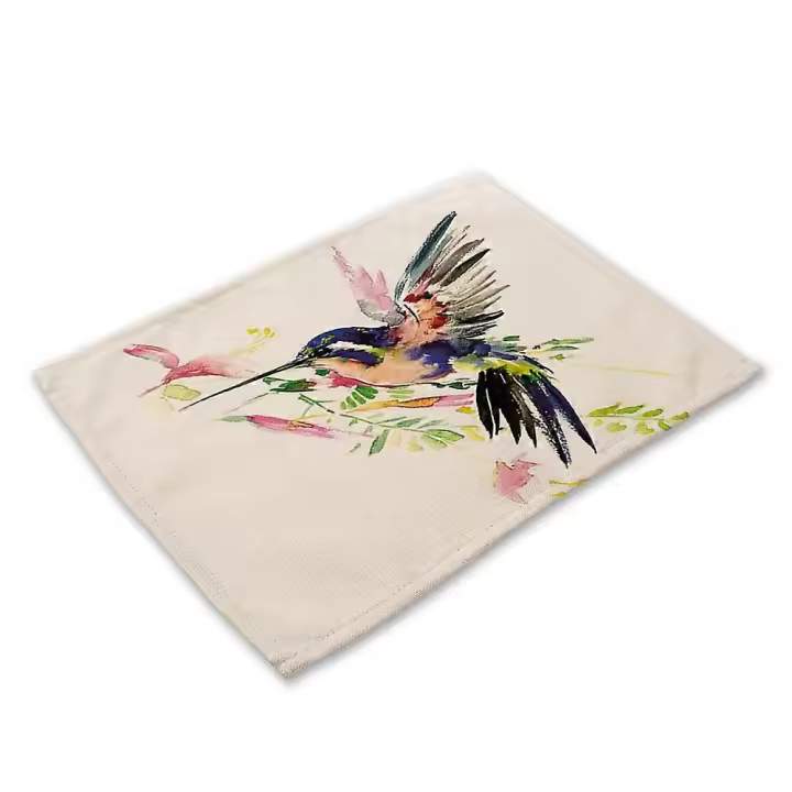 Mantel de Comedor con Estampado de Pájaro Colorido Plato de Cena Antideslizante y Aislante de Calor - 1