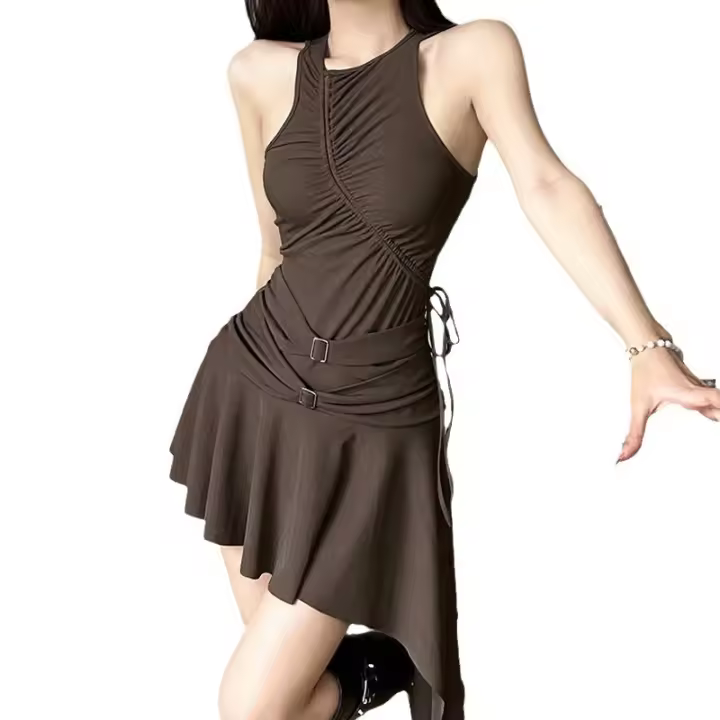 Nuevo Vestido de Moda para Mujeres, Sexy Vestido Sin Mangas con Lazo en la Cintura - 1