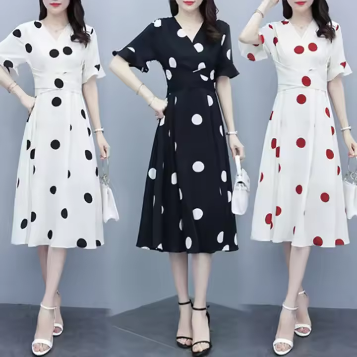 Vestido Midi de Cómodo Talla Grande Estilo Coreano para Mujeres Nueva Llegada Primavera-Verano - 1