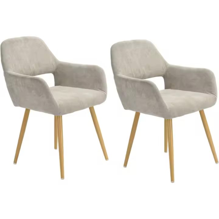 Juego de 2 Sillas de Comedor Escandinavas, Sillón Tapizado en Tela con Reposabrazos y Patas Metálicas para Cocina/Salón - 1