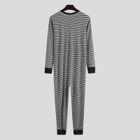 Pijama Para Hombre Con Rayas Camiseta De Cuello Redondo Manga Larga Cómodo Y Casual Ideal Para El Hogar Tallas S-3XL - details 10