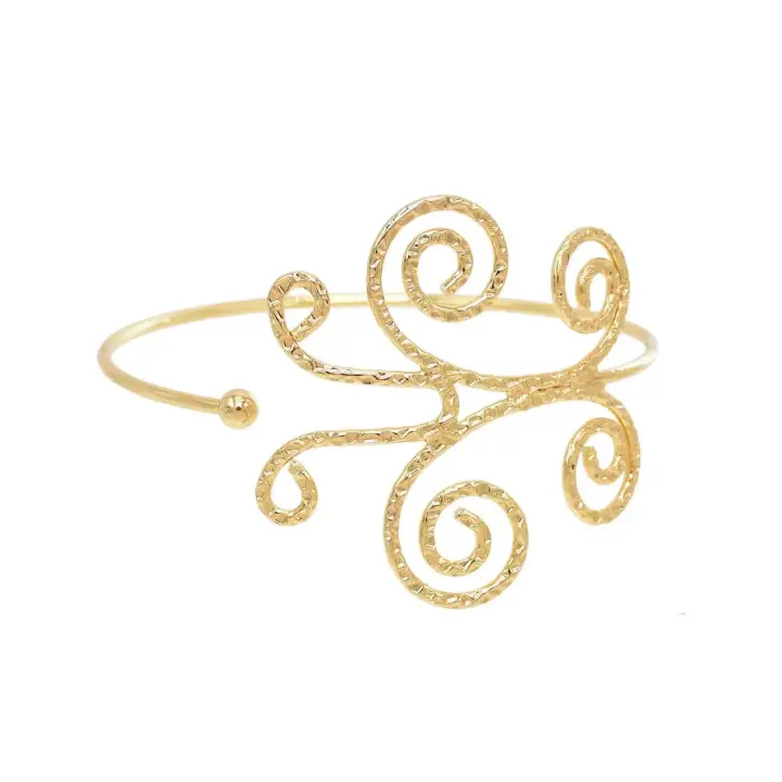 Pulseras y Brazaletes Anchos de Plumas Huecas Dorados y Plateados Joyería de Brazalete Grande para Hombres y Mujeres - 1