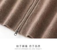 Otoño e Invierno suéter de cachemira pura para hombre cuello medio alto tejido con cremallera forro polar abierto Top de Color sólido - details 13