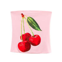 OUWU- Verano 2025 Nueva Camiseta Sin Tirantes Con Cuello Recto Y Estampado De Cereza Ajustada Dulce Y A La Moda - details 1