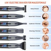 Sejoy 6 en 1 Kit de barba eléctrica para hombres y mujeres, recortador de pelo de nariz, afeitadora de cejas, afeitadora corporal portátil IPX5 - details 0