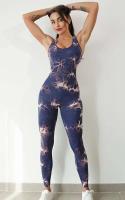 Levantamiento de cadera deportivo para fiesta de yoga teñido con lazo sin costuras, mono trasero de una pieza, mallas para mujer, ropa deportiva para gimnasio - details 13