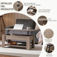 Mesa de Café Elevable y Extensible con Revistero 98x50x(41,8-56) cm Mueble para Sala de Estar y Comedor - details 32