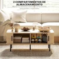 Mesa Baja de Centro para Sala de Estar Estilo Persiano con 2 Puertas 2 Compartimentos - details 5