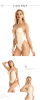 Bodysuit Invisible Para Mujer Shaper De Tanga Con Corset Plunge Padded Push up Sin Costuras Control Medio Material Poliéster Y Elástico - details 7