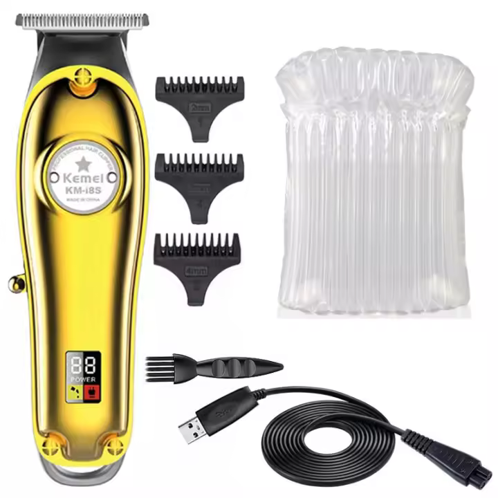 Kemei-cortadora de pelo profesional inalámbrica para hombre, máquina eléctrica de corte de pelo, recargable, totalmente de metal - 1