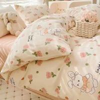 Juego de Ropa de Cama para Niños con Estampado de Dibujos Animados Súper Lindo Funda de Edredón Sábana Plana Funda de Almohada Suave Textil para Dormitorio - details 5