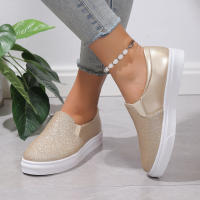 Mocasines de lentejuelas doradas brillantes para mujer, zapatillas de plataforma sin cordones de cuero Pu, zapatos planos antideslizantes informales para mujer, Otoño, 2024 - details 3