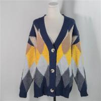 Cárdigans elegantes a cuadros para mujer, suéteres de gran tamaño con botones y manga abombada, Tops para invierno y primavera 2024 - details 10
