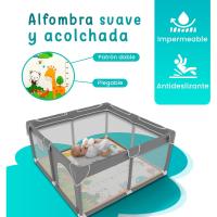 Bebe 120x120cm + Alfombra Bebe – Corralito Bebe con Malla Transpirable – Parque de Juegos Bebe Plegable con Puerta Lateral – Parque Infantil Bebe - Gris - details 2